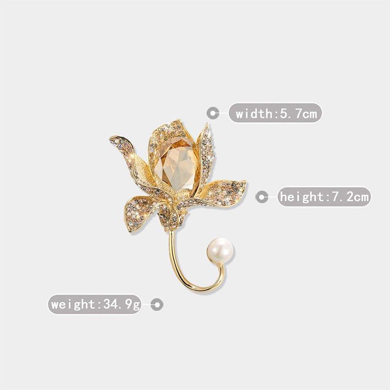 JuJumoose 18K Gold-plated Crystal Orchid Brooch