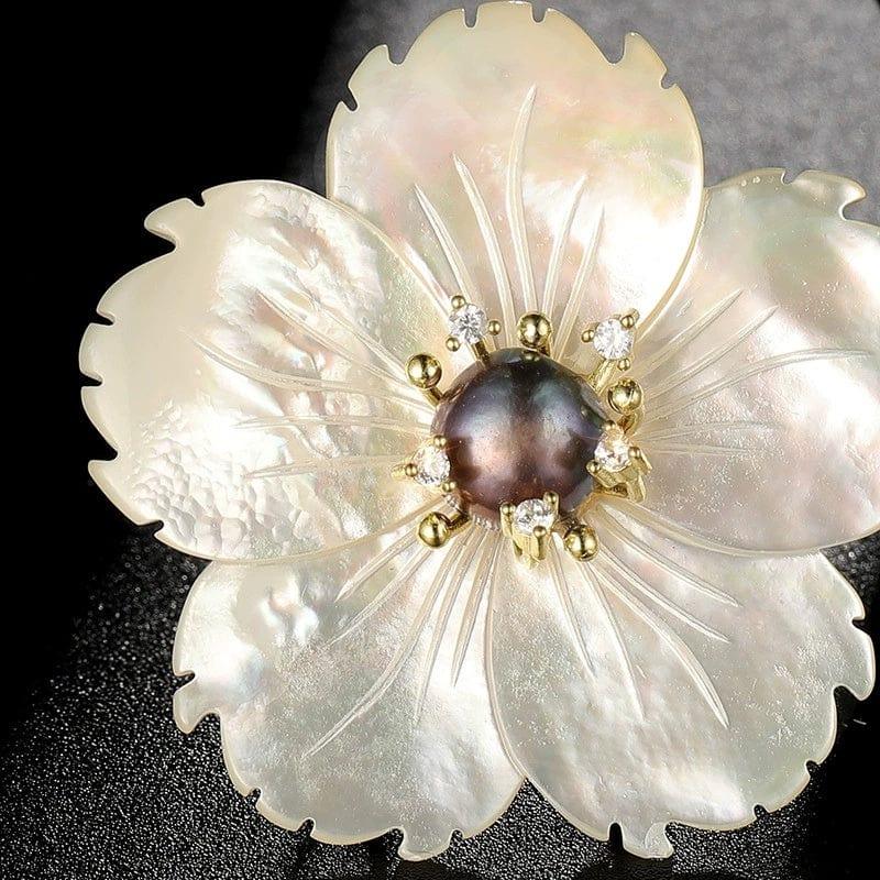 JuJumoose 14K Gold-Plated Baroque Freshwater Pearl Peach Blossom Brooch