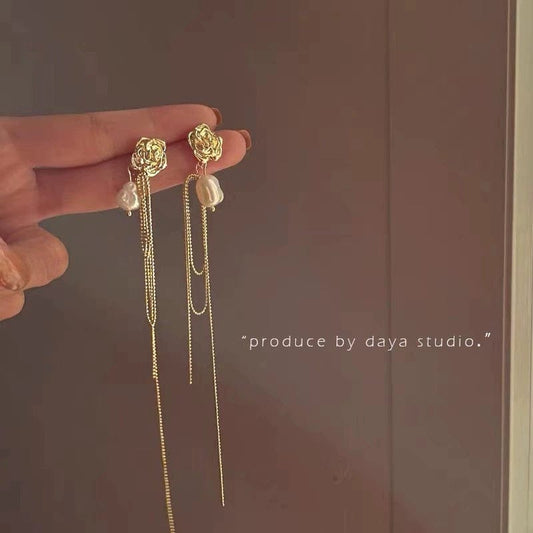 JuJumoose Baroque Tassel Rose Earrings