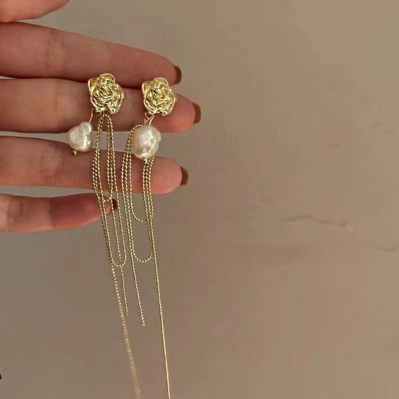 JuJumoose Baroque Tassel Rose Earrings