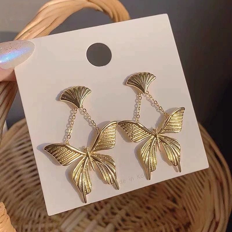 JuJumoose French Golden Butterfly Earrings