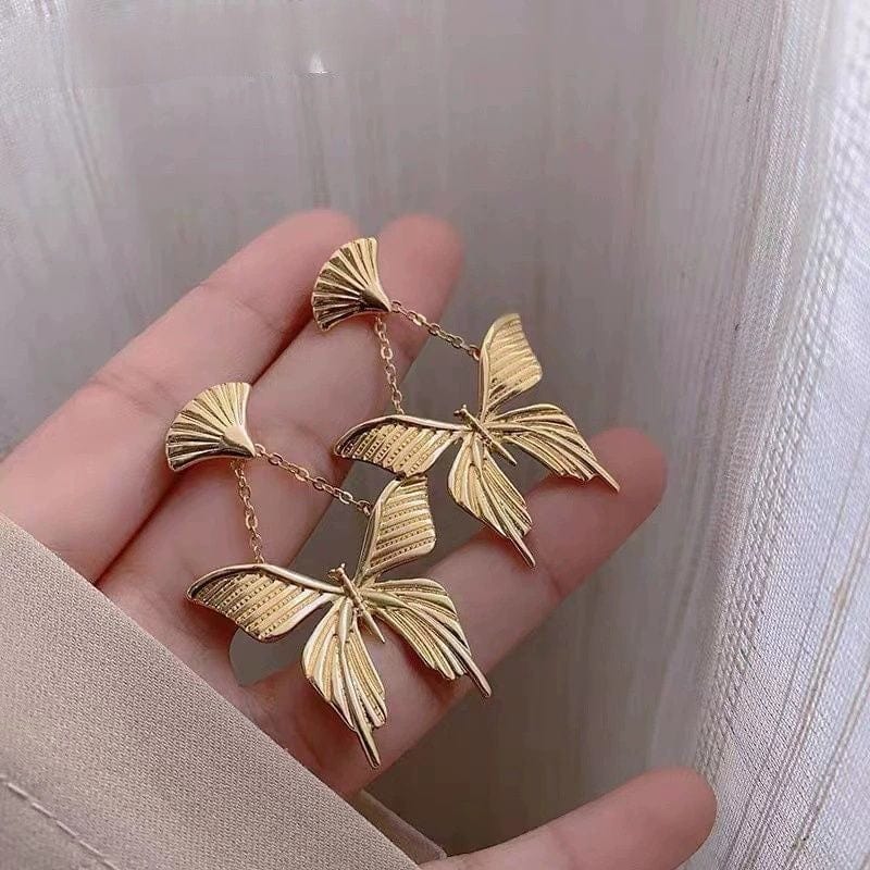 JuJumoose French Golden Butterfly Earrings