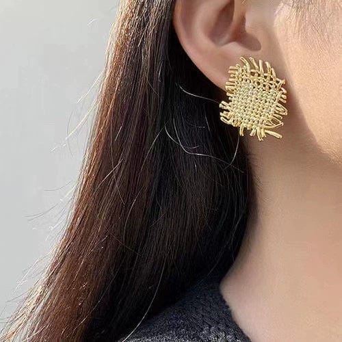 JuJumoose Silver Needle Woven Straw Earrings