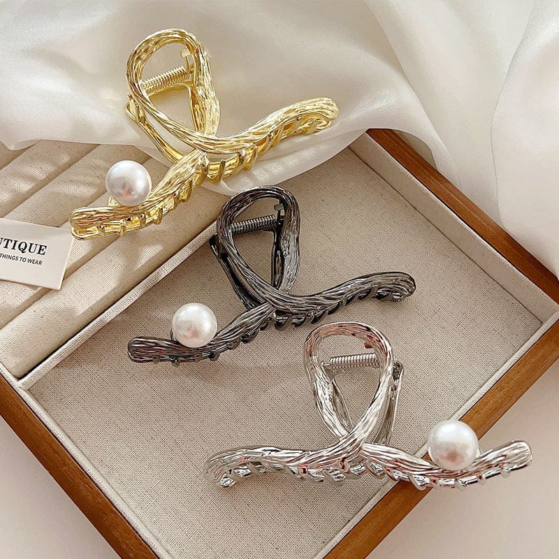 JuJumoose Simple and irregular metal pearl clip hairpin