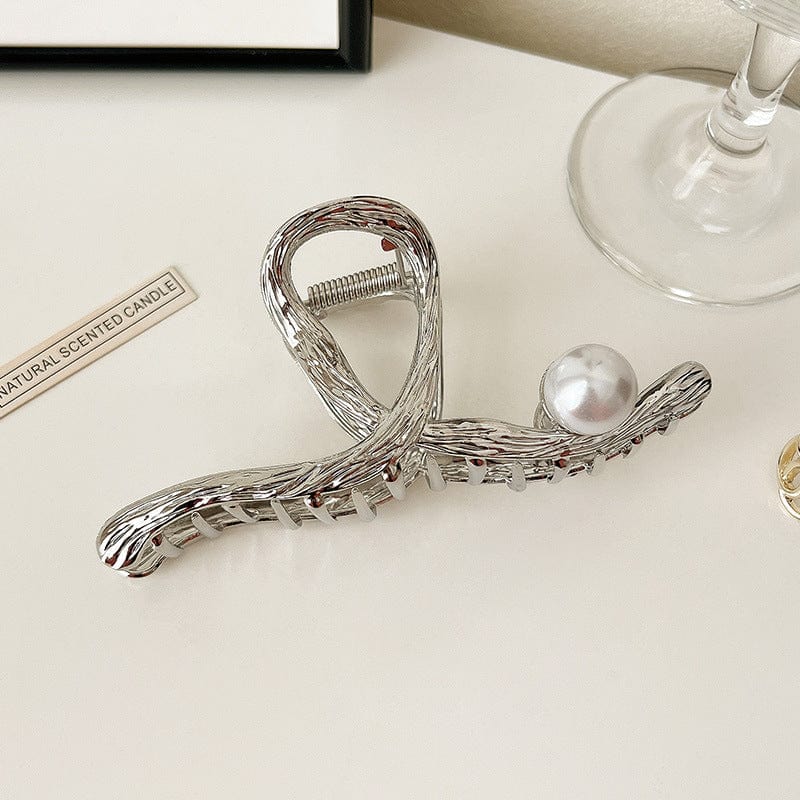 JuJumoose Simple and irregular metal pearl clip hairpin