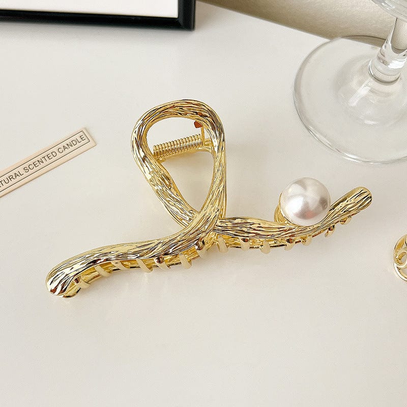 JuJumoose Simple and irregular metal pearl clip hairpin
