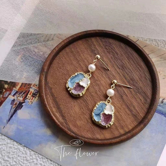 JuJumoose Vintage Oil Painting Style Earrings