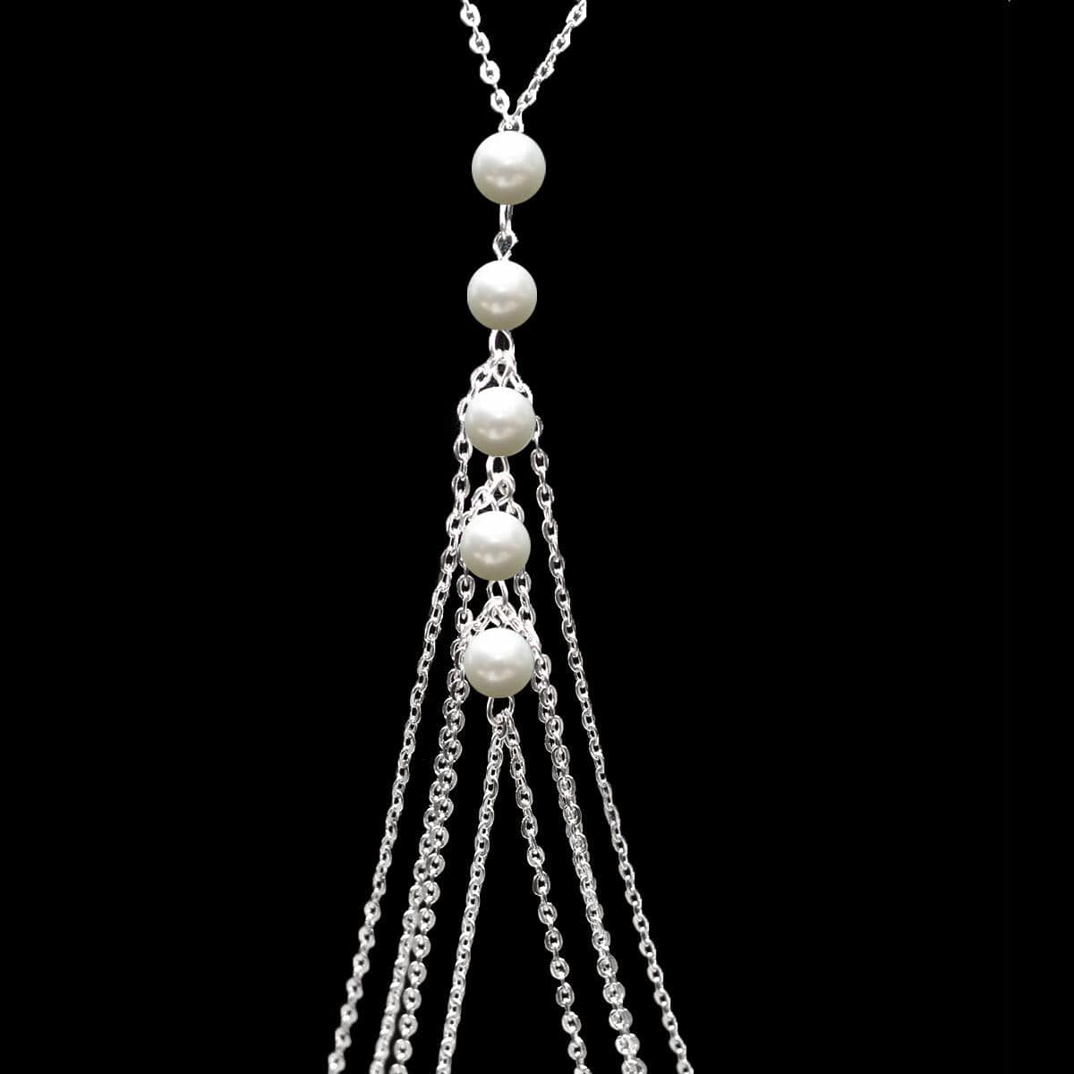 JuJumoose Exaggerated multi-layered tassel pearl body chain