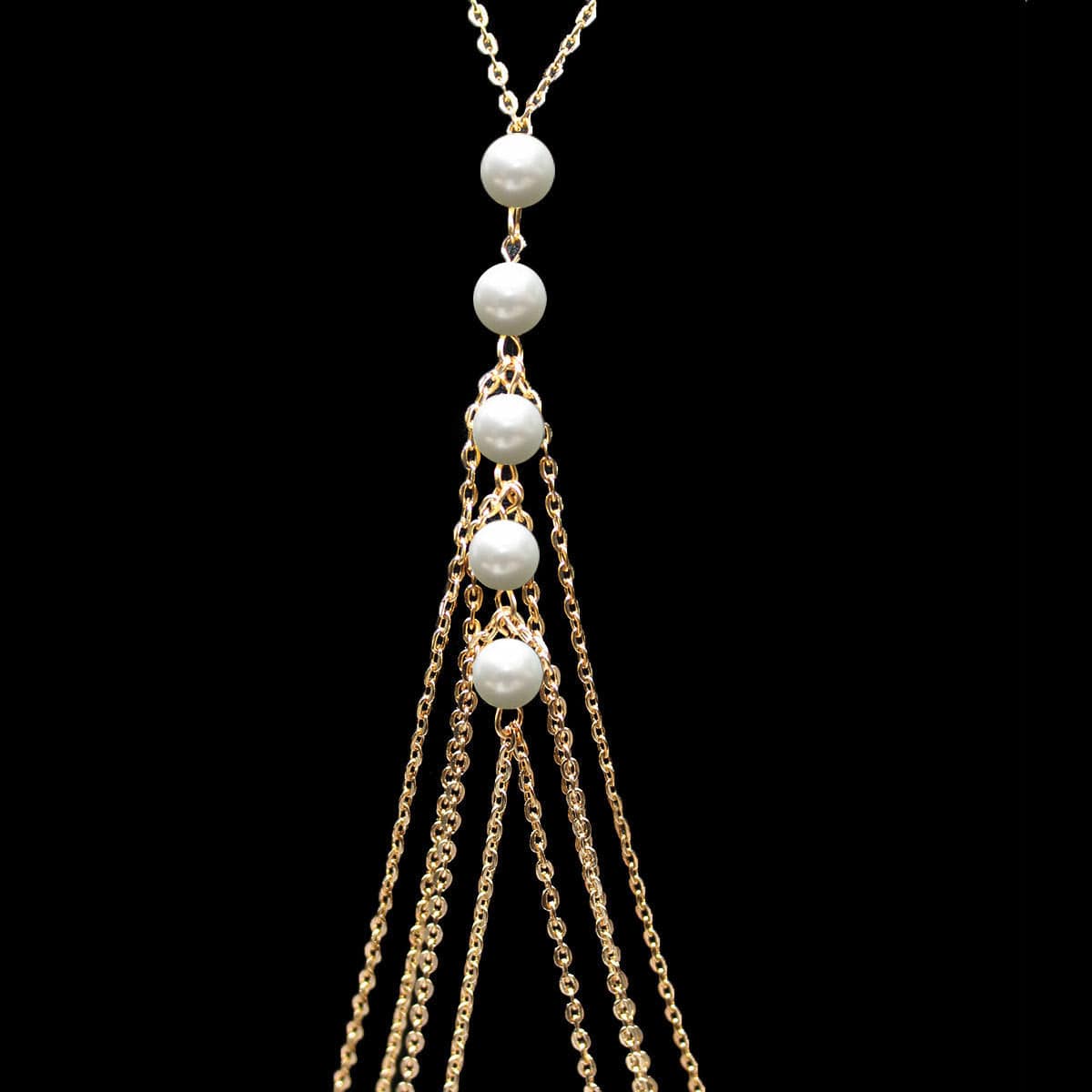 JuJumoose Exaggerated multi-layered tassel pearl body chain
