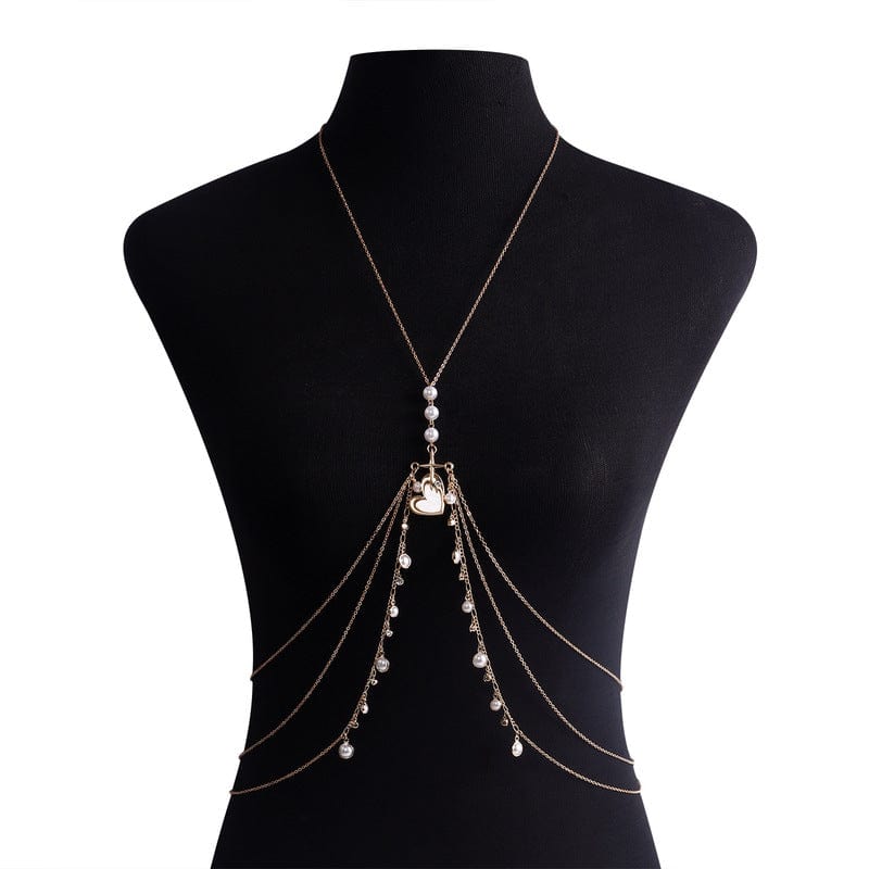 JuJumoose Heart imitation pearl halterneck waist chain