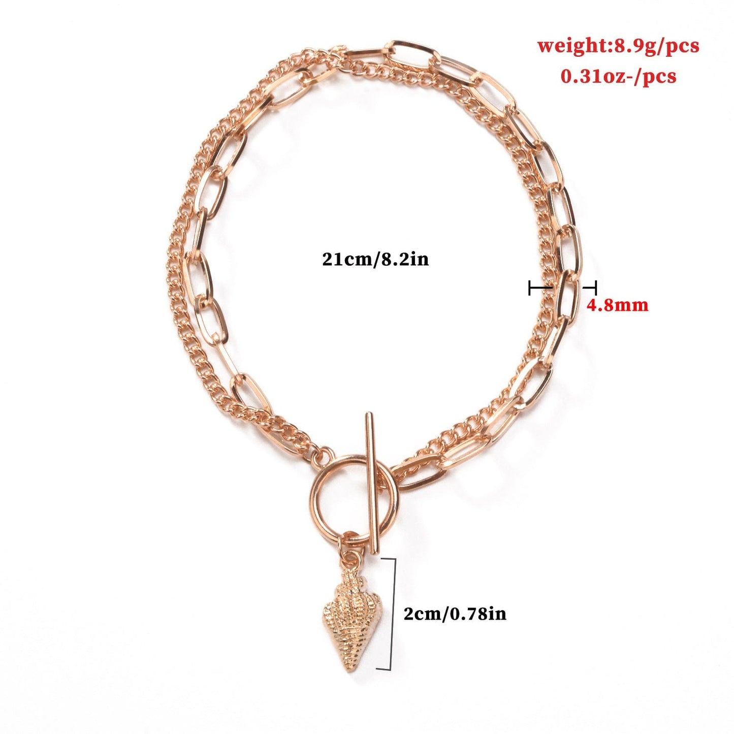 JuJumoose Simple double-layer alloy conch pendant anklet