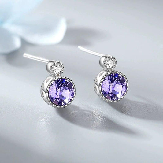 JuJumoose Crystal Ocean Heart S925 Sterling Silver Earrings