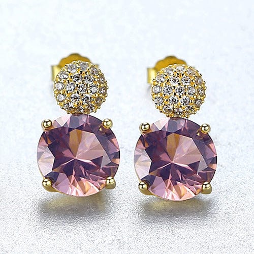 JuJumoose Silver morganite round plate earring