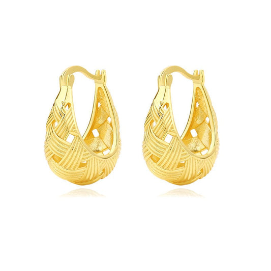 JuJumoose Sterling silver retro industry woven hoop earrings