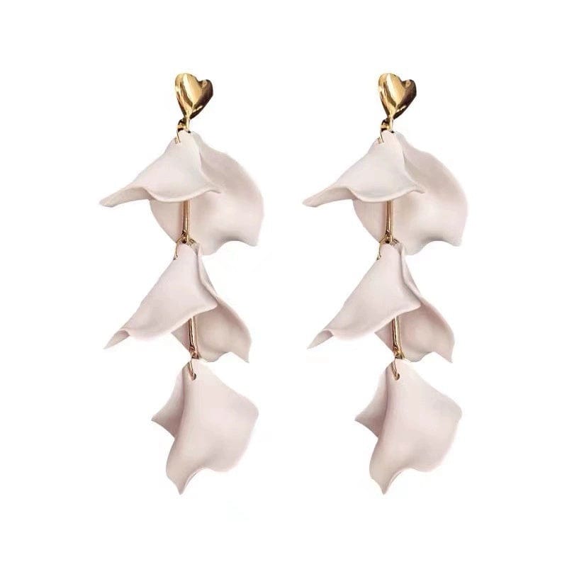 JuJumoose French-Inspired White Petal Vintage Earrings