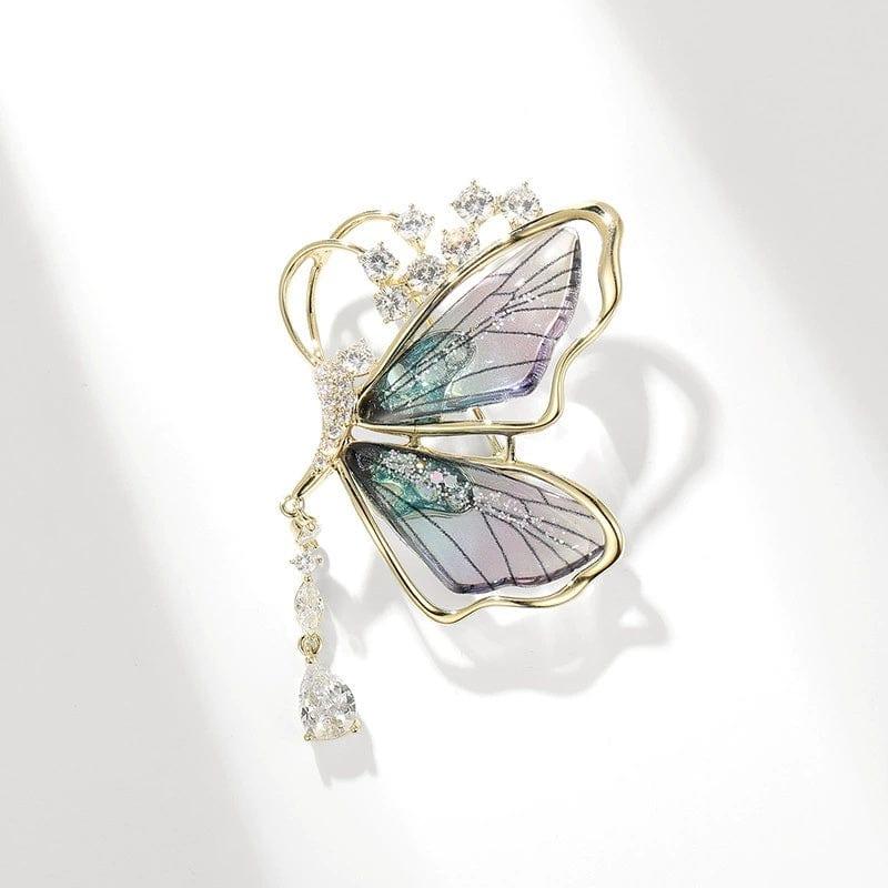 JuJumoose 14K Gold-plated Half Fan Butterfly Brooch