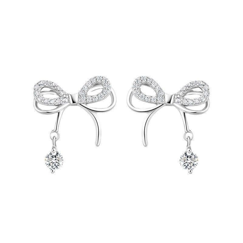 JuJumoose Adorable and Hypoallergenic S925 Sterling Silver Bow Earrings