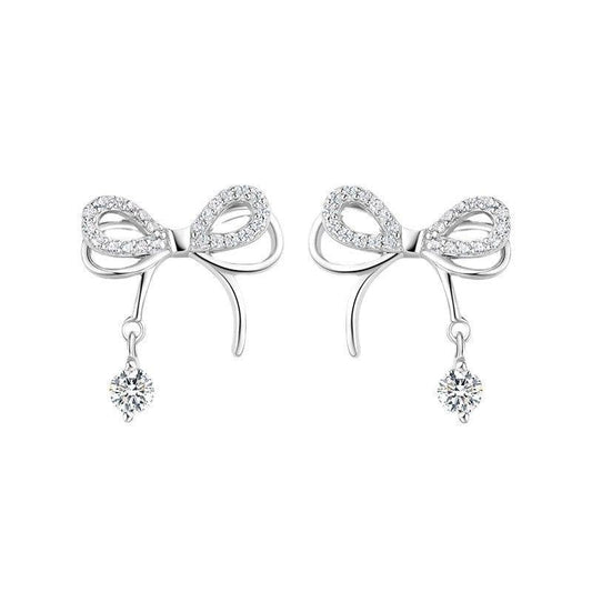 JuJumoose Adorable and Hypoallergenic S925 Sterling Silver Bow Earrings