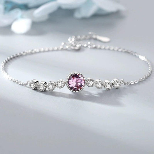 JuJumoose Elegant Ocean Heart S925 Crystal Silver Bracelet