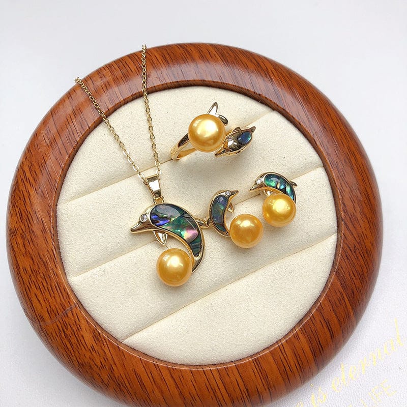 JuJumoose Gold-Plated Dolphin Pearl Set