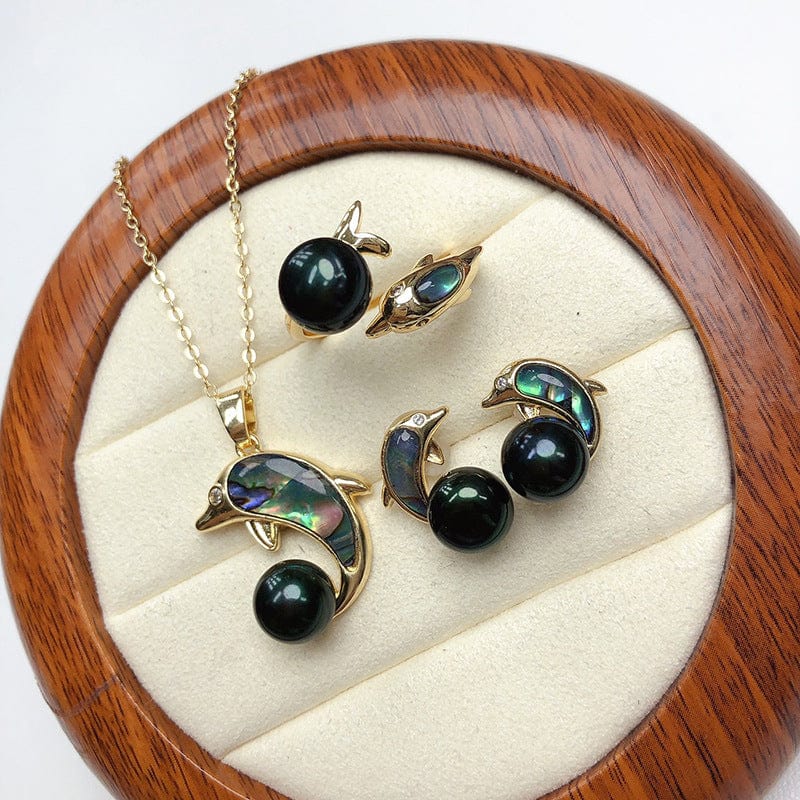 JuJumoose Gold-Plated Dolphin Pearl Set