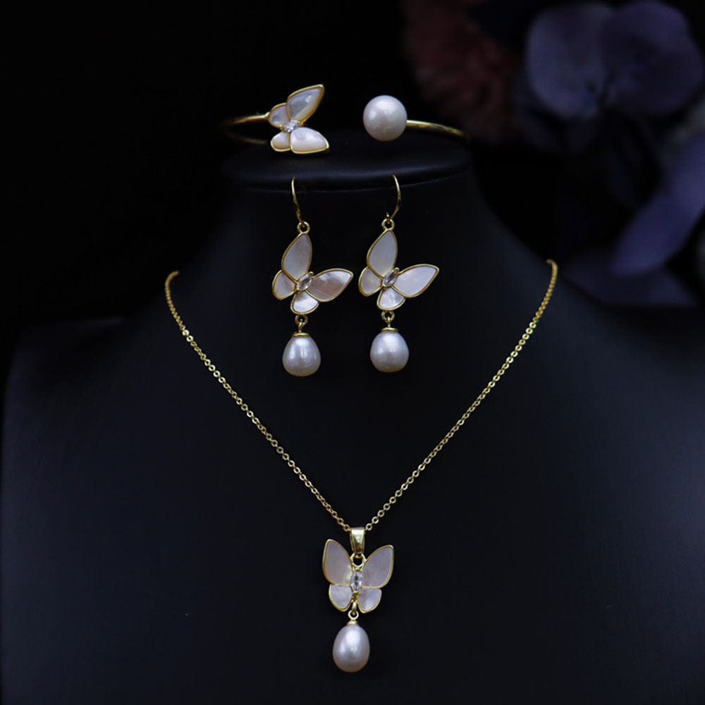 JuJumoose Gold-Plated Pearl Jewelry Set