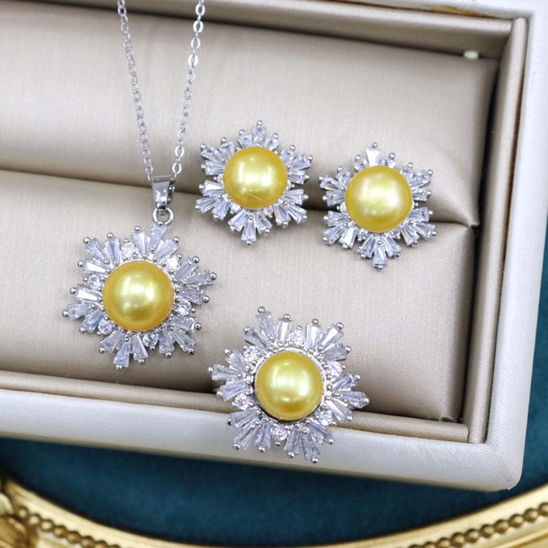 JuJumoose Gold-Plated Snowflake Pearl Set