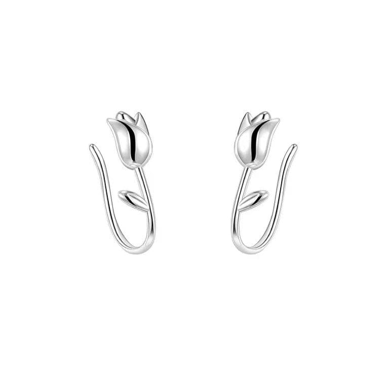 JuJumoose S925 Gold-Plated Silver Tulip Hook Earrings