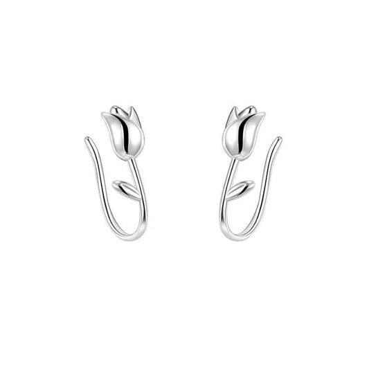 JuJumoose S925 Gold-Plated Silver Tulip Hook Earrings