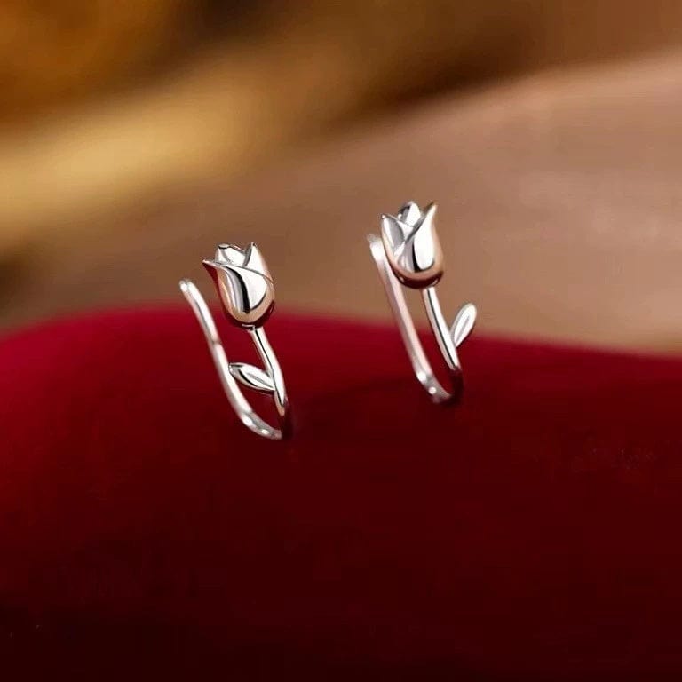 JuJumoose S925 Gold-Plated Silver Tulip Hook Earrings