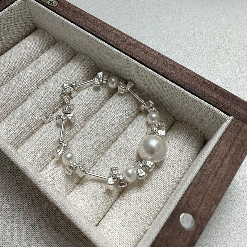 JuJumoose S925 Pure Silver Irregular Silver Chip Shell Pearl Bracelet