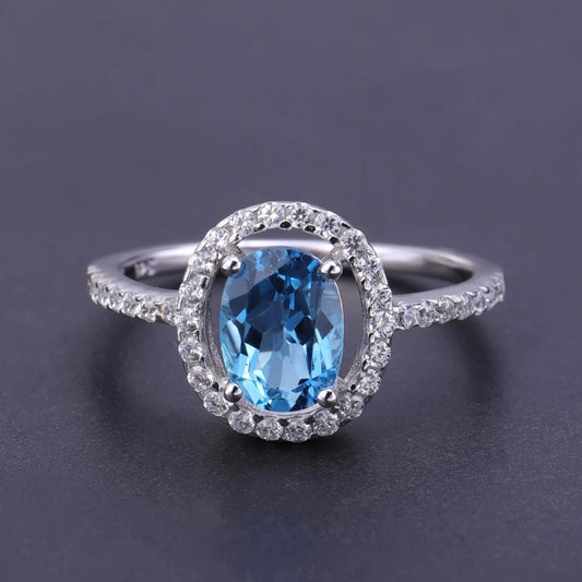 JuJumoose S925 Silver 1.57 ct Natural Topaz Ring