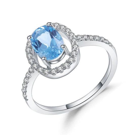 JuJumoose S925 Silver 1.57 ct Natural Topaz Ring