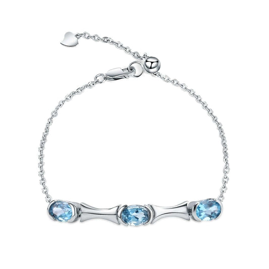 JuJumoose S925 Silver 1 Ct Natural Topaz Line Bracelet