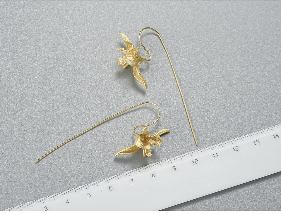 JuJumoose S925 Silver 3D Iris Flower Ear Hook Earrings