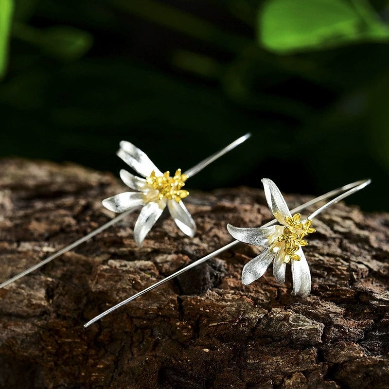 JuJumoose S925 Silver 3D Sweet Osmanthus Flower Hook Earrings