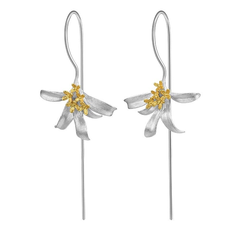 JuJumoose S925 Silver 3D Sweet Osmanthus Flower Hook Earrings