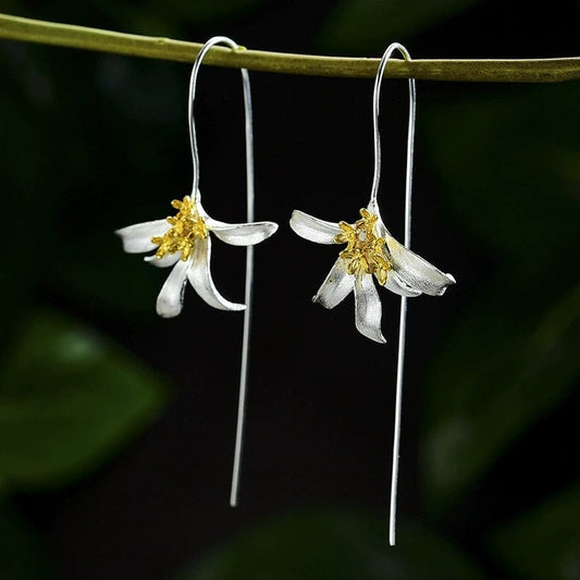 JuJumoose S925 Silver 3D Sweet Osmanthus Flower Hook Earrings