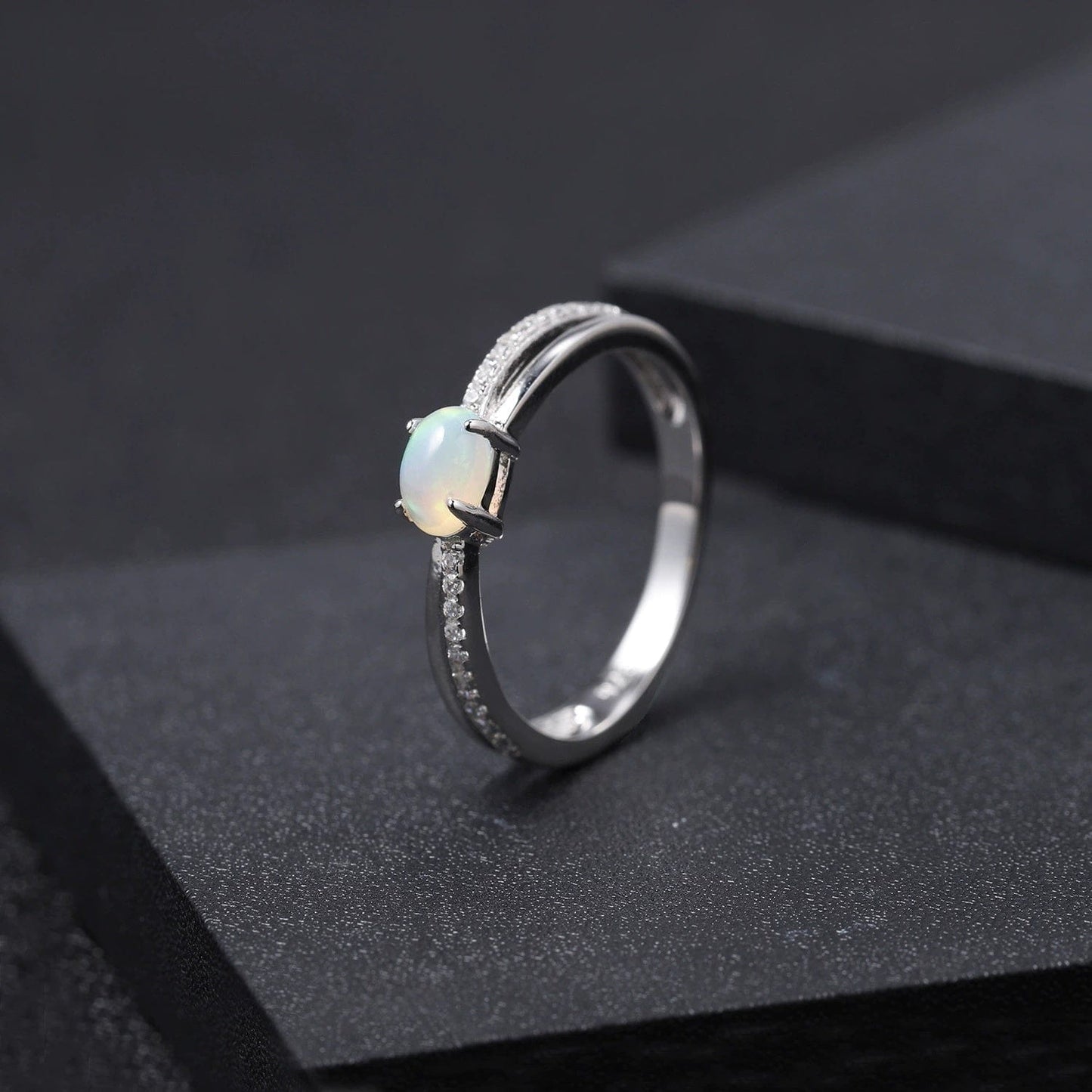 JuJumoose S925 Silver Gemstone Basic Ring