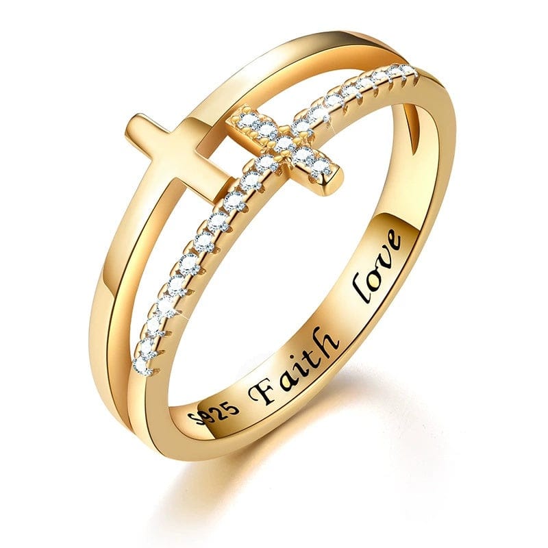 JuJumoose S925 Silver Gold-Plated Cross Ring