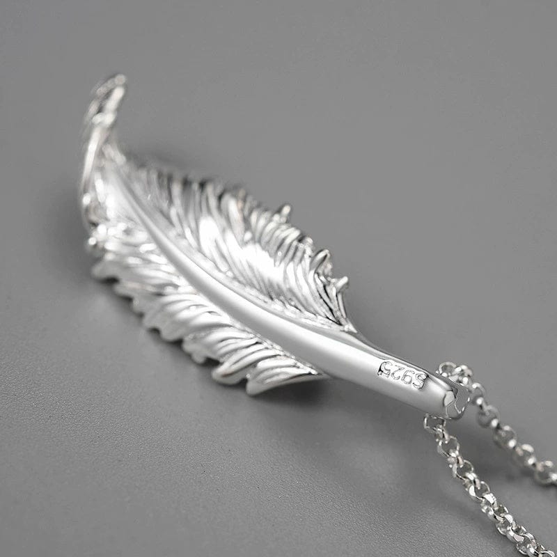 JuJumoose S925 Silver Gold-Plated Feather Pearl Pendant