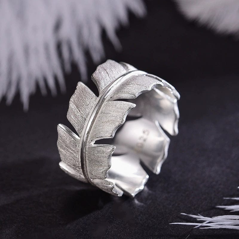 JuJumoose S925 Silver Gold-Plated Feather Ring