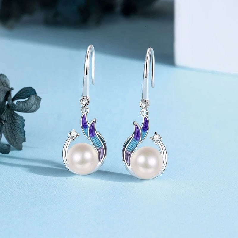 JuJumoose S925 Silver Gold-Plated Fish Tail Natural Pearl Jewelry Set