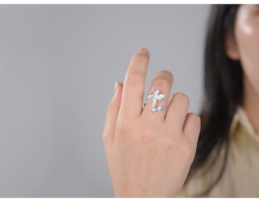 JuJumoose S925 Silver Gold-Plated Iris Flower Ring