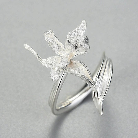 JuJumoose S925 Silver Gold-Plated Iris Flower Ring