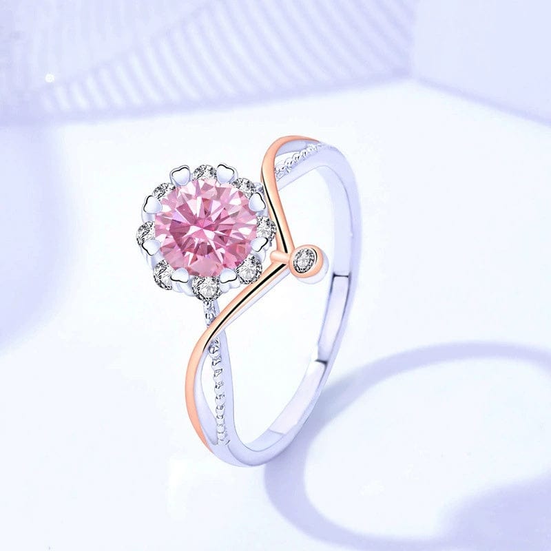 JuJumoose S925 Silver Gold-Plated Moissanite Floral Ring