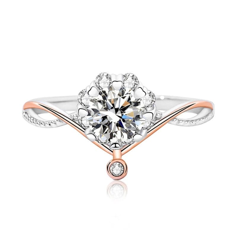 JuJumoose S925 Silver Gold-Plated Moissanite Floral Ring