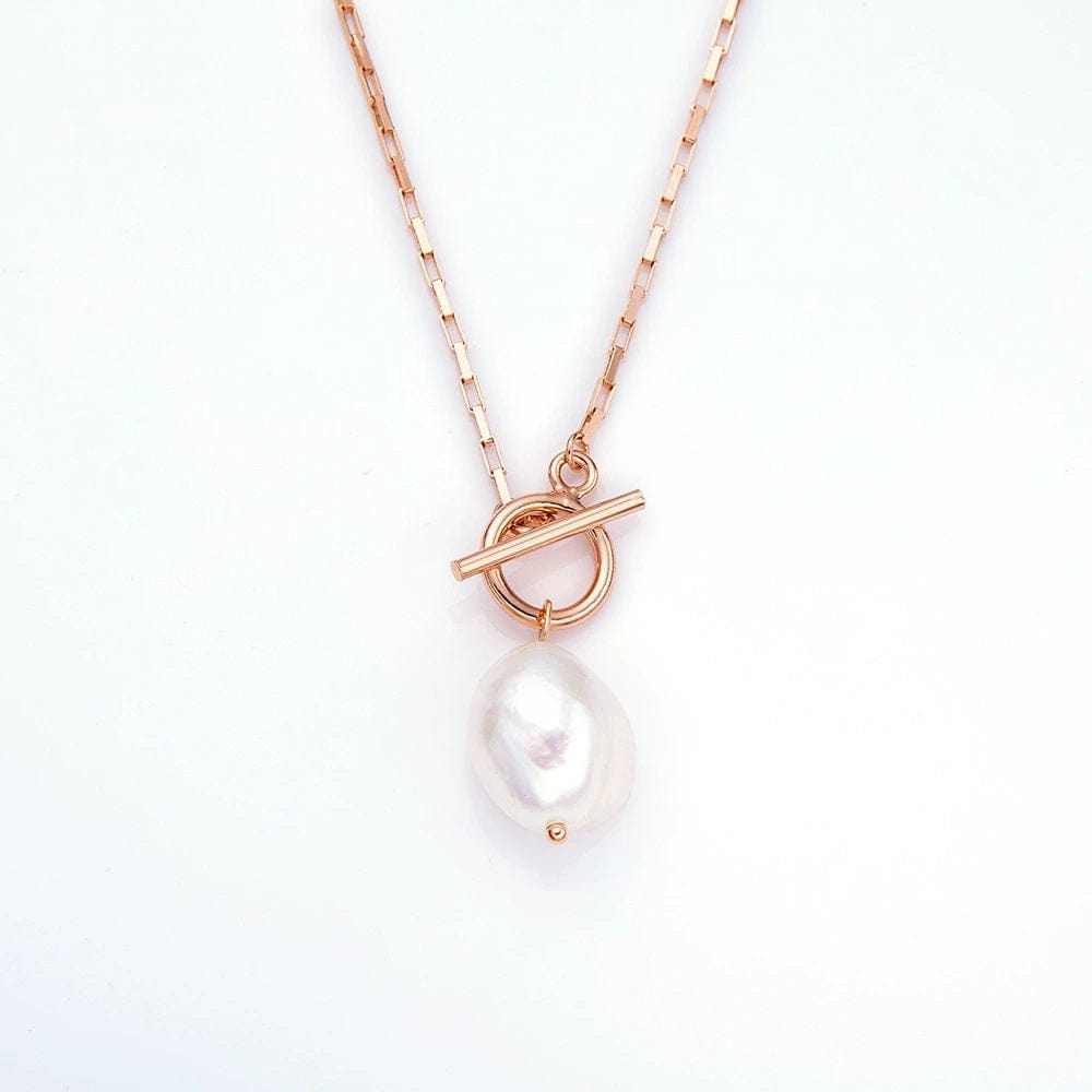 JuJumoose S925 Silver Gold-Plated Natural Baroque Pearl Necklace