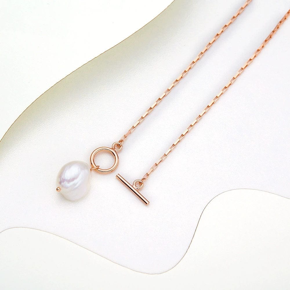 JuJumoose S925 Silver Gold-Plated Natural Baroque Pearl Necklace