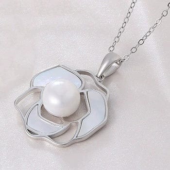 JuJumoose S925 Silver Gold-Plated Natural Pearl Camellia Set